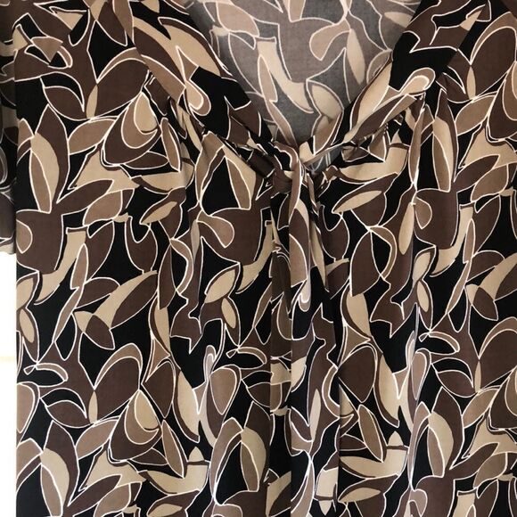 Worthington Black and Brown Patterned Blouse Size Small - Picture 2 of 6